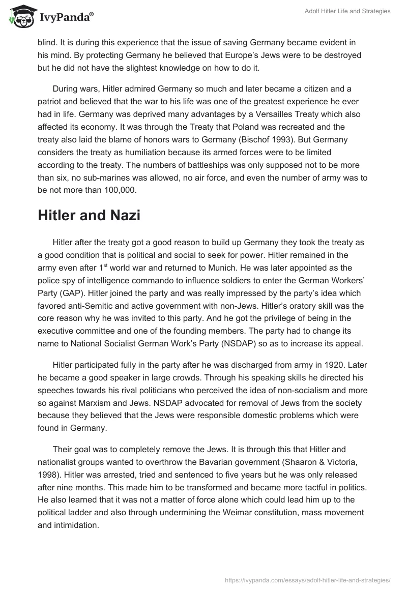 Adolf Hitler Life and Strategies. Page 4