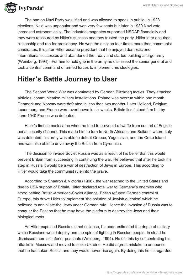 Adolf Hitler Life and Strategies. Page 5