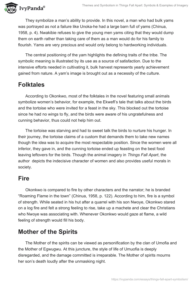 Themes and Symbolism in Things Fall Apart: Symbols & Examples of Imagery. Page 2