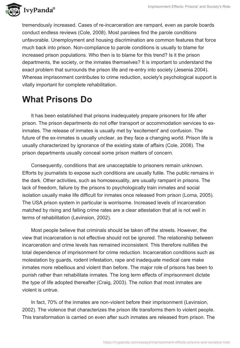 Imprisonment Effects: Prisons' and Society's Role. Page 2