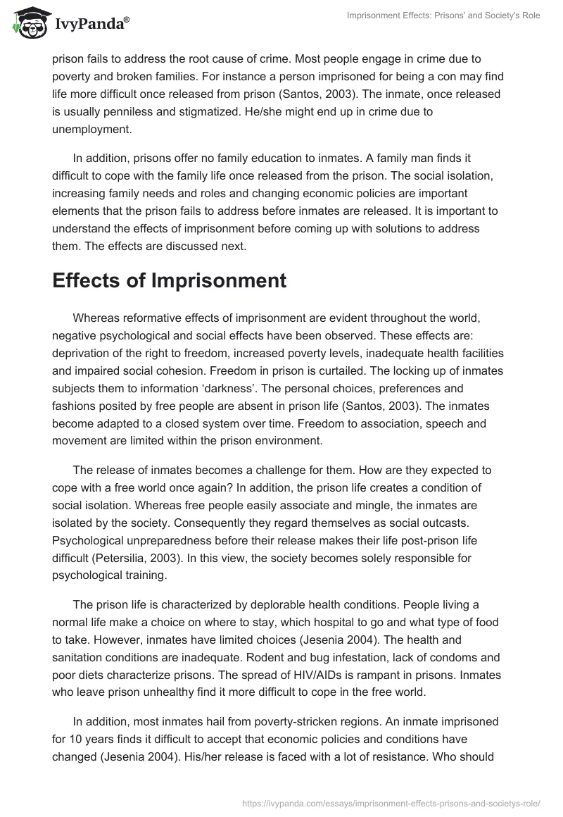 Imprisonment Effects: Prisons' and Society's Role. Page 3
