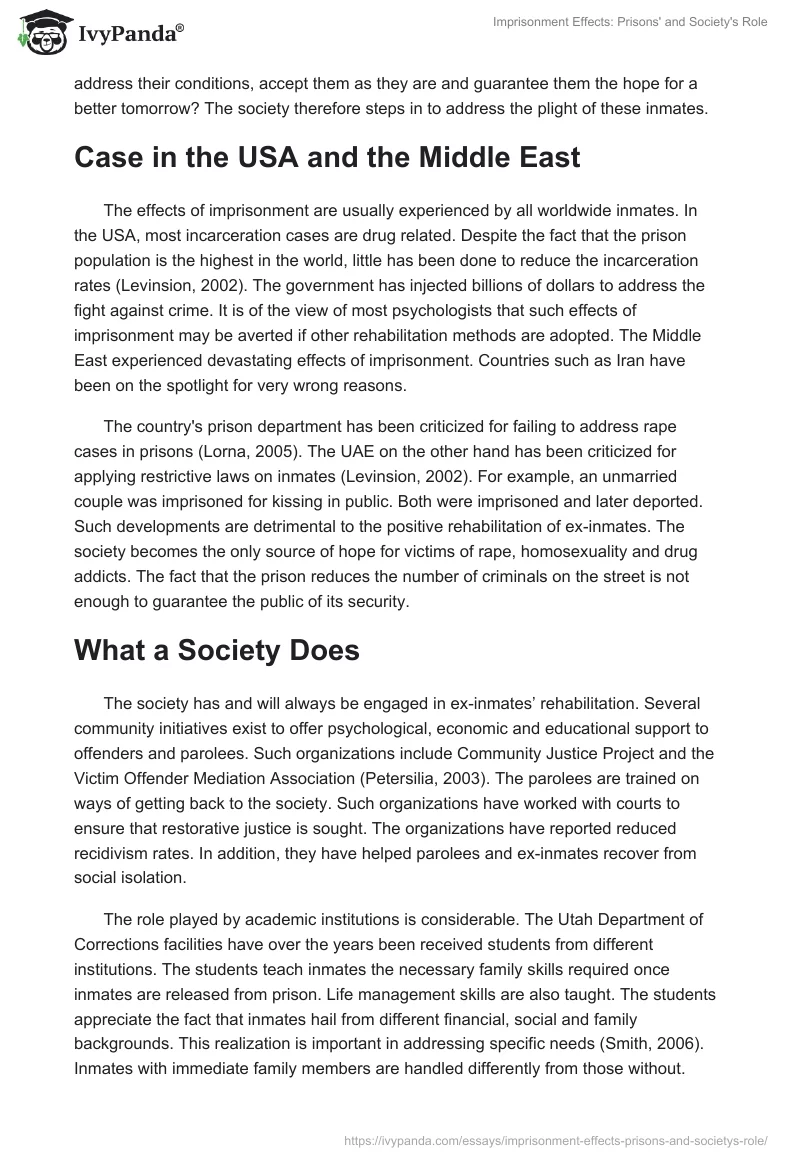 Imprisonment Effects: Prisons' and Society's Role. Page 4