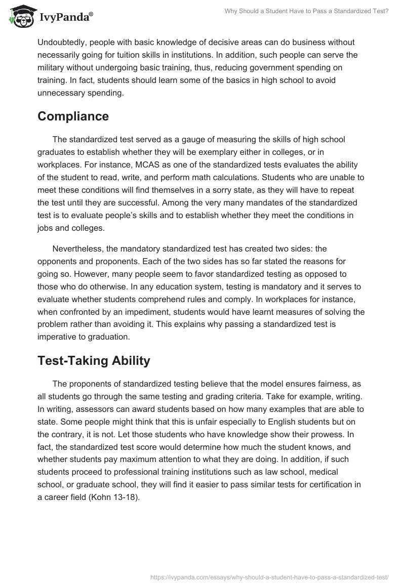Why Should a Student Have to Pass a Standardized Test?. Page 4
