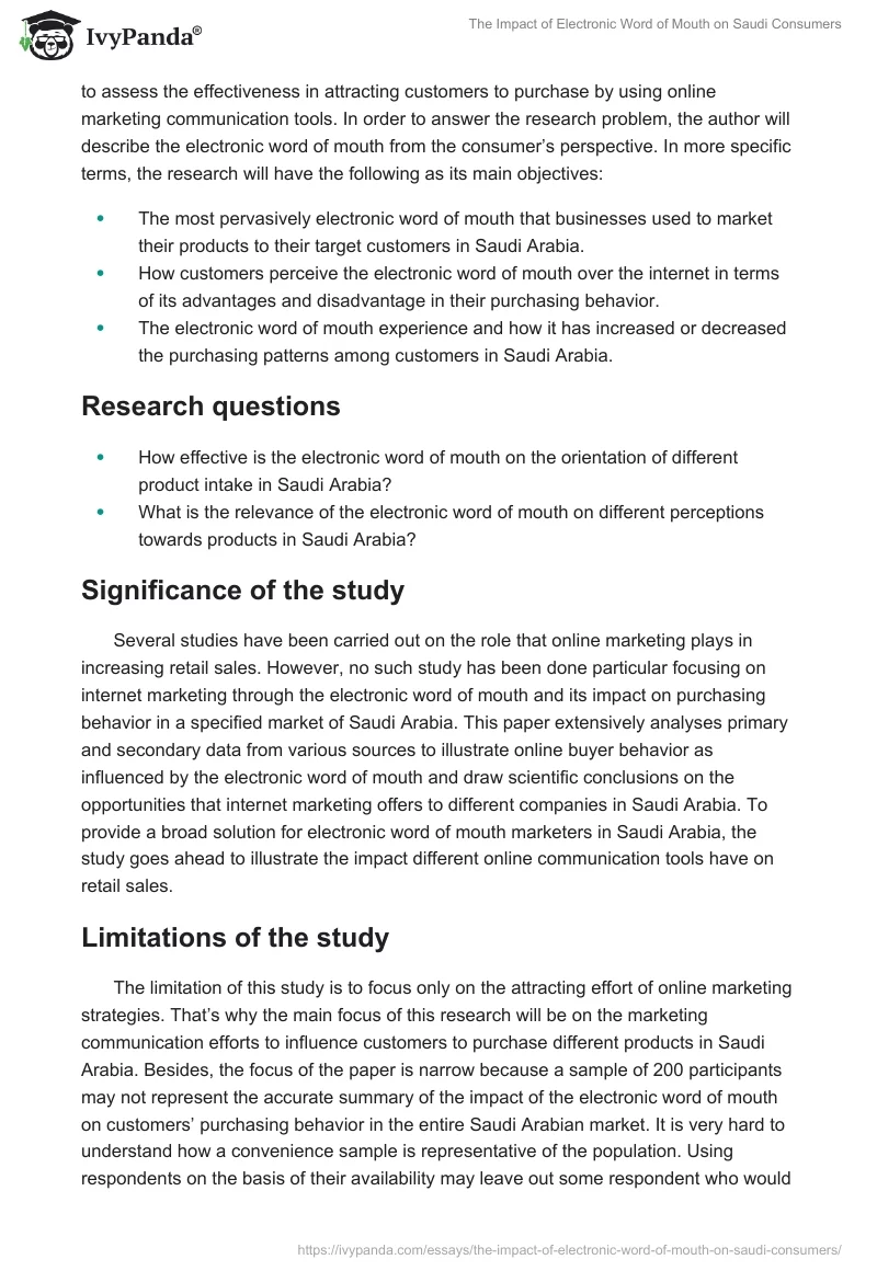 The Impact of Electronic Word of Mouth on Saudi Consumers. Page 3