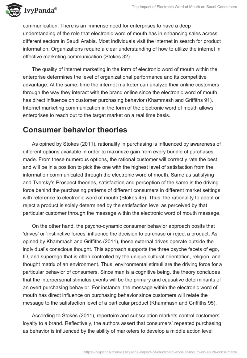 The Impact of Electronic Word of Mouth on Saudi Consumers. Page 5