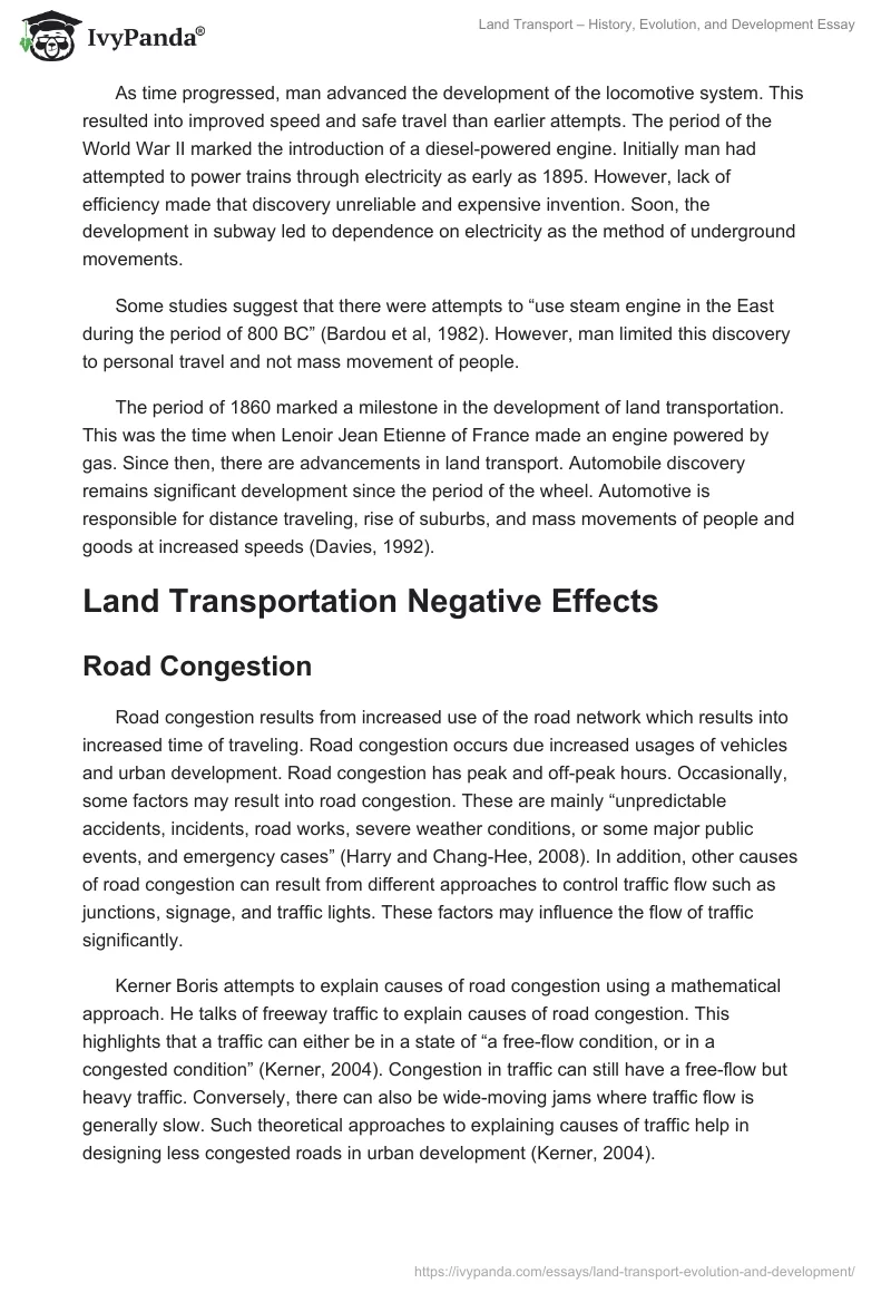 Land Transport – History, Evolution, and Development Essay. Page 2