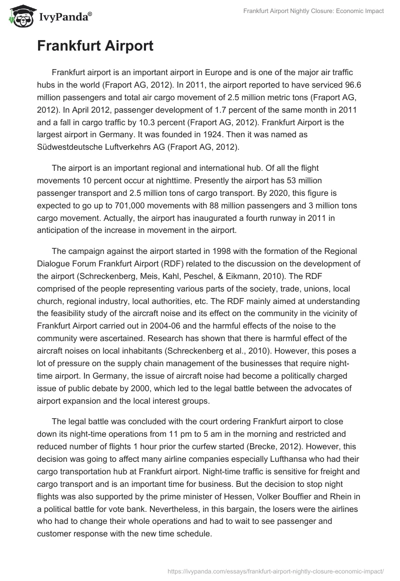 Frankfurt Airport Nightly Closure: Economic Impact. Page 3