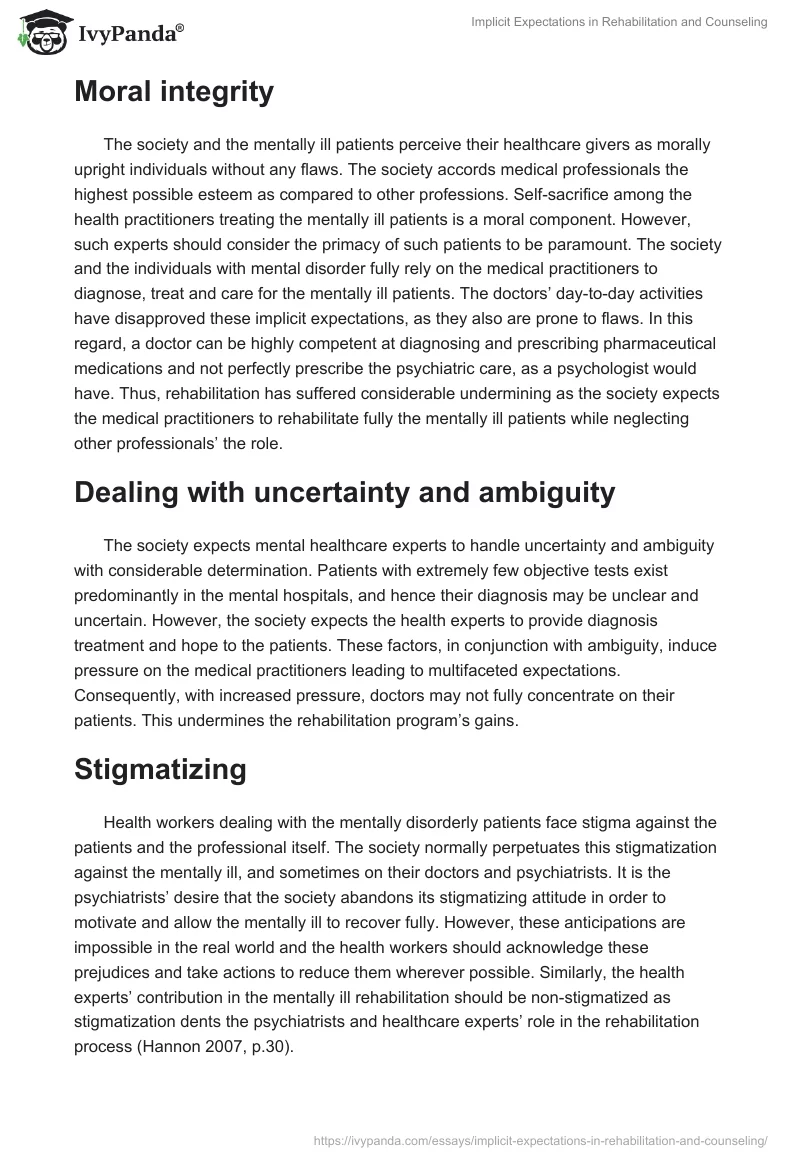 Implicit Expectations in Rehabilitation and Counseling. Page 2