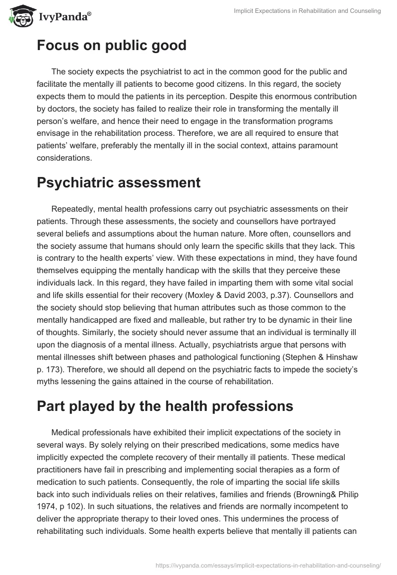Implicit Expectations in Rehabilitation and Counseling. Page 3