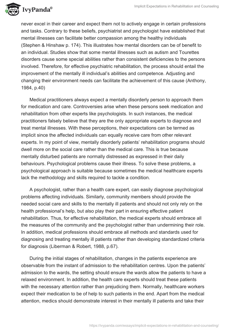 Implicit Expectations in Rehabilitation and Counseling. Page 4