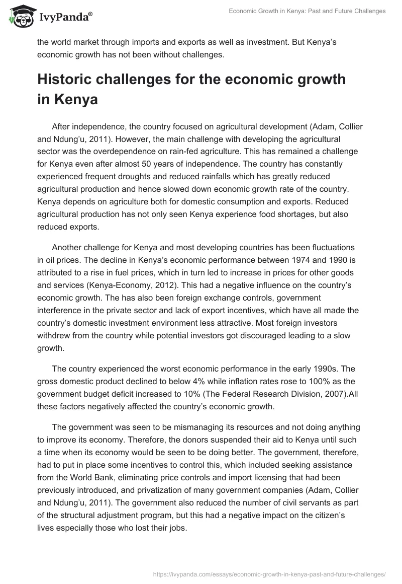 Economic Growth in Kenya: Past and Future Challenges. Page 2