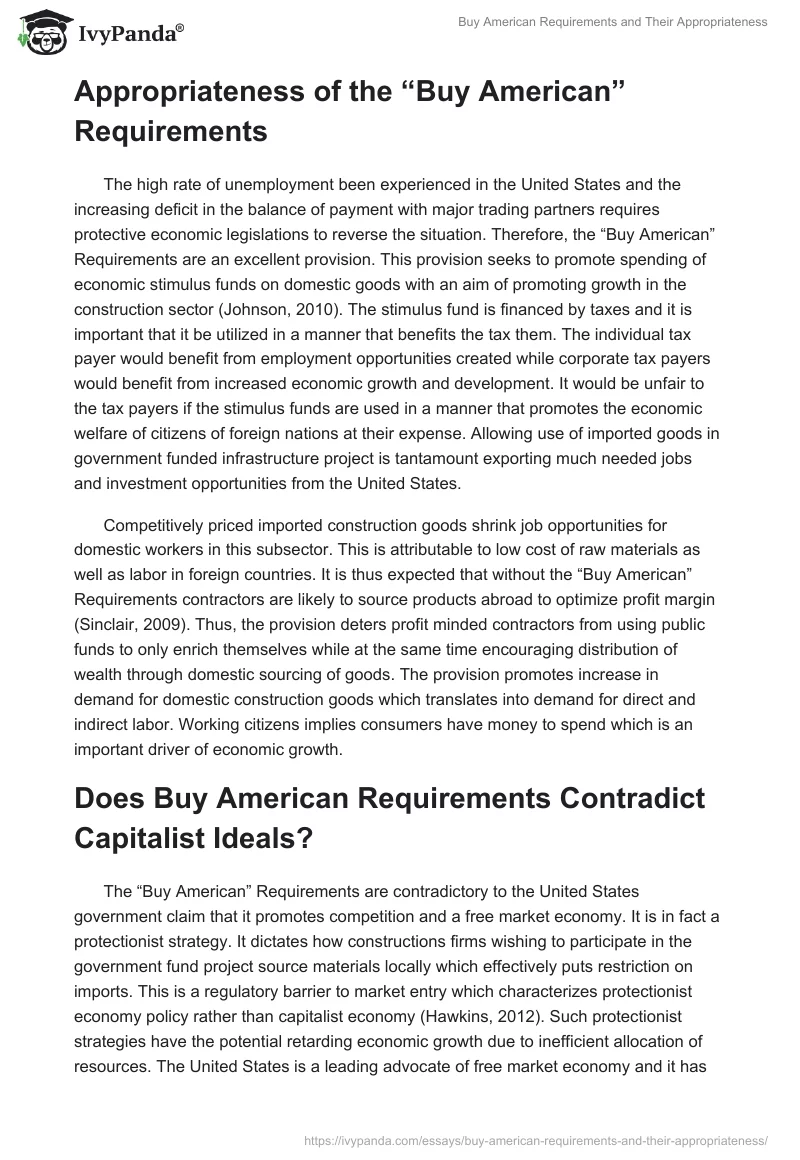 Buy American Requirements and Their Appropriateness. Page 2