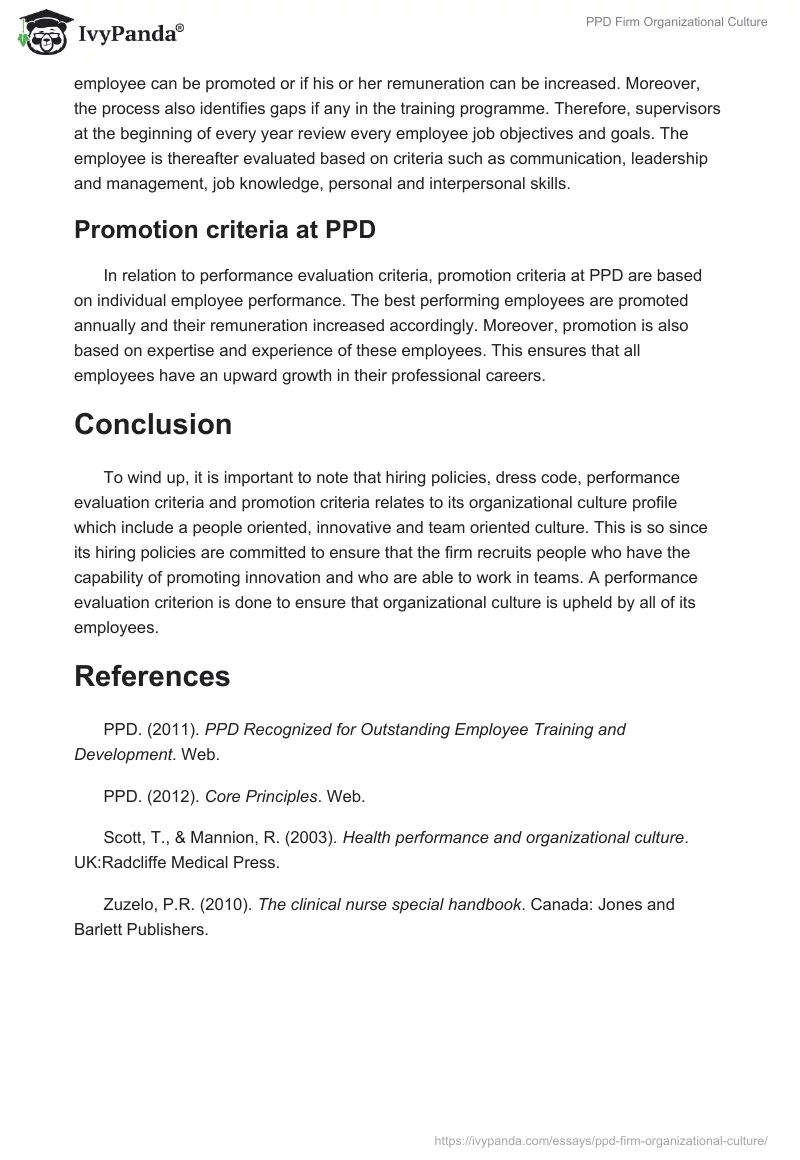 PPD Firm Organizational Culture. Page 3