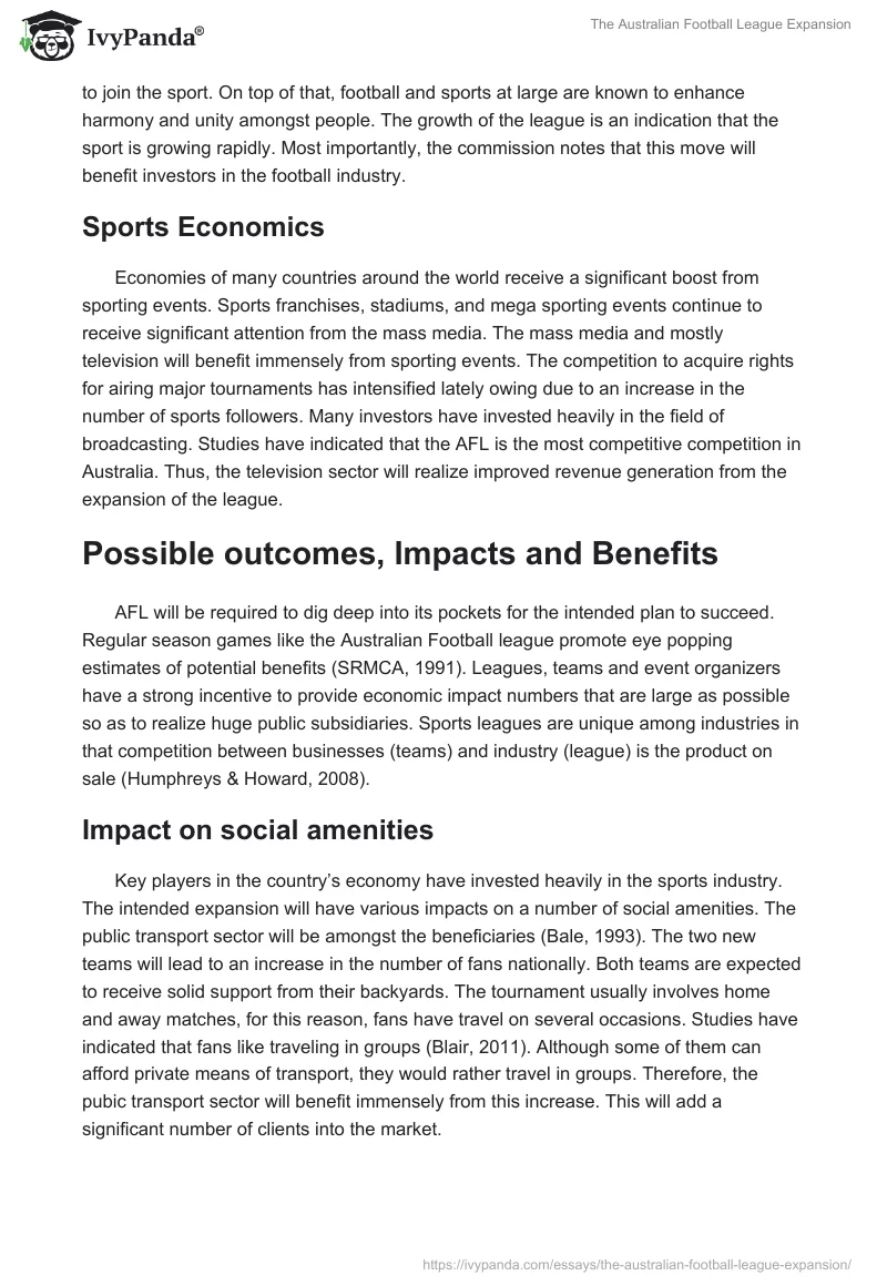 The Australian Football League Expansion. Page 4