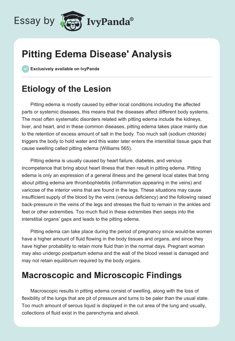 Pitting Edema Disease' Analysis. Page 1