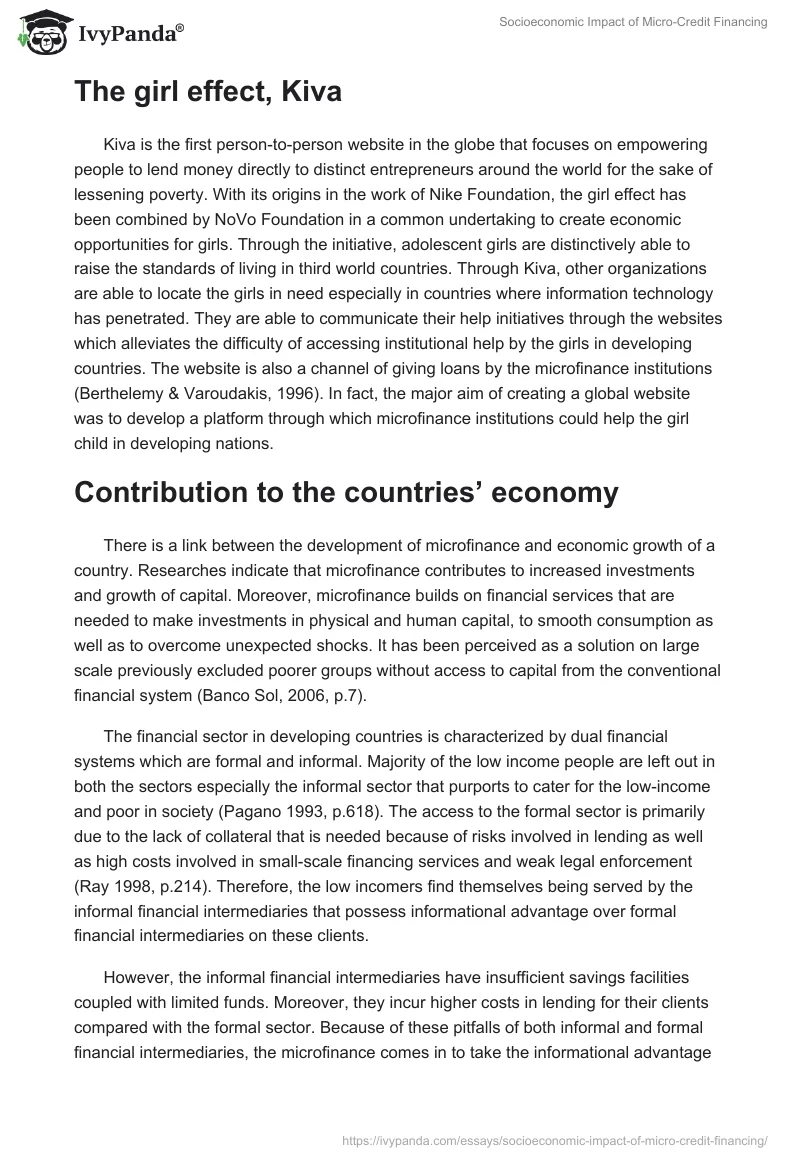 Socioeconomic Impact of Micro-Credit Financing. Page 3