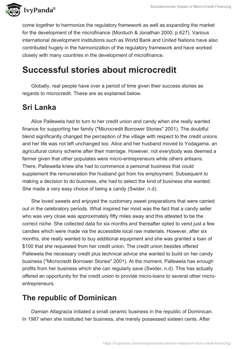 Socioeconomic Impact of Micro-Credit Financing. Page 5