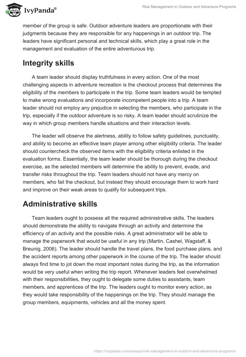 Risk Management in Outdoor and Adventure Programs. Page 2
