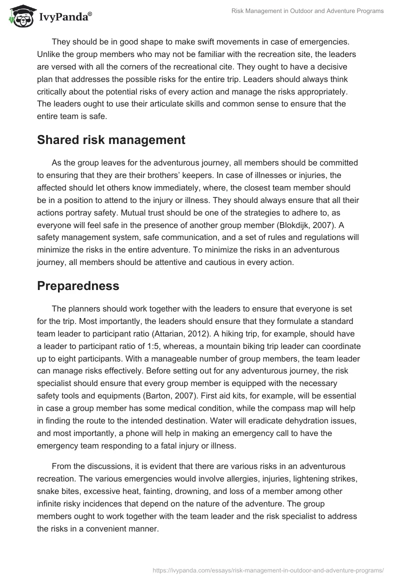 Risk Management in Outdoor and Adventure Programs. Page 5