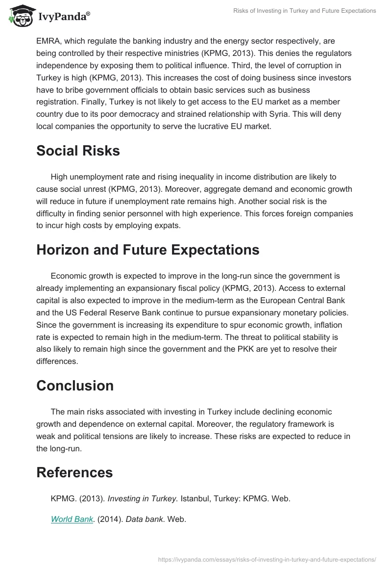 Risks of Investing in Turkey and Future Expectations. Page 2