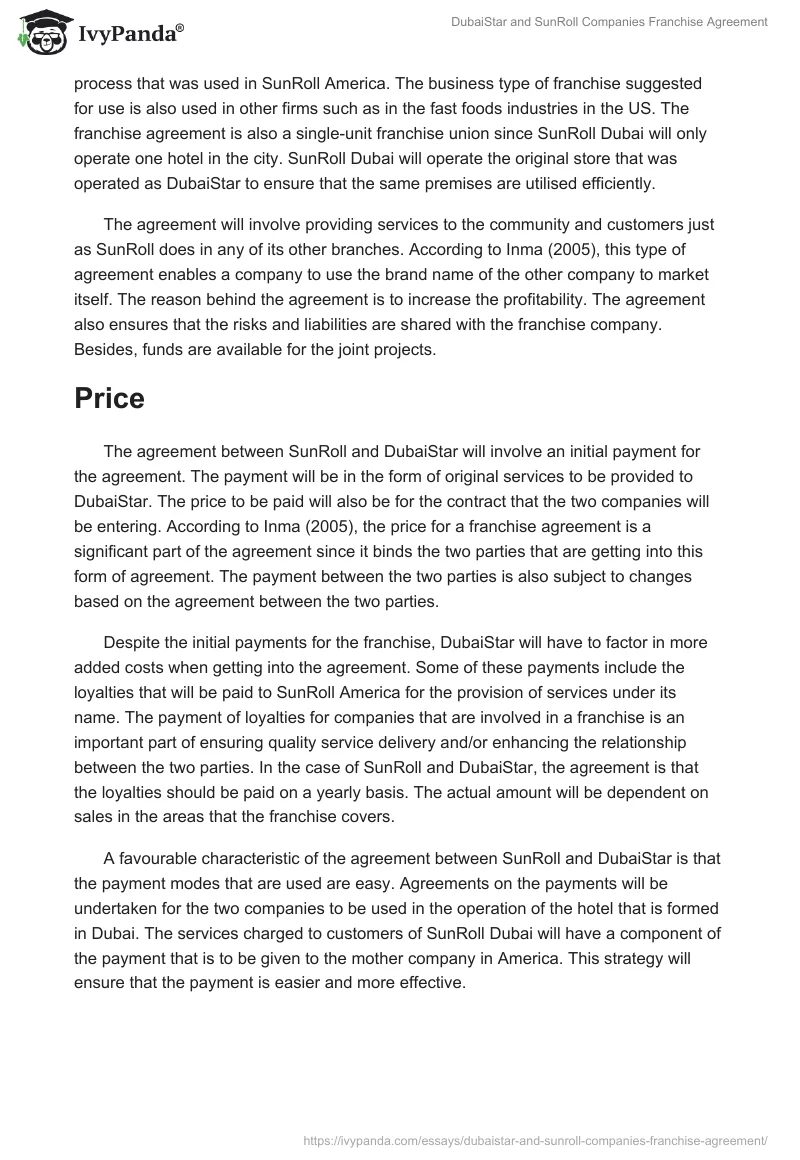 DubaiStar and SunRoll Companies Franchise Agreement. Page 2