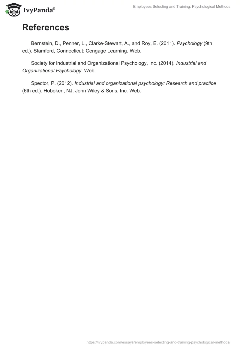 Employees Selecting and Training: Psychological Methods. Page 4