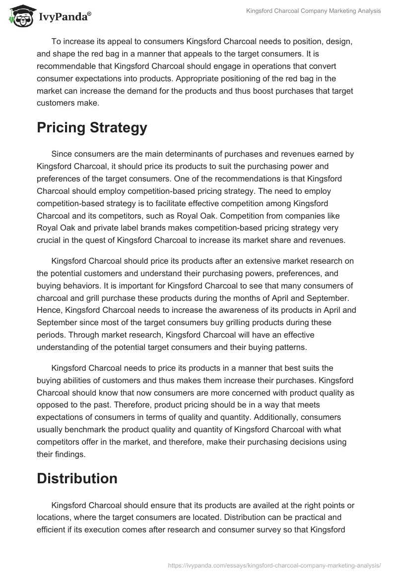 Kingsford Charcoal Company Marketing Analysis. Page 2