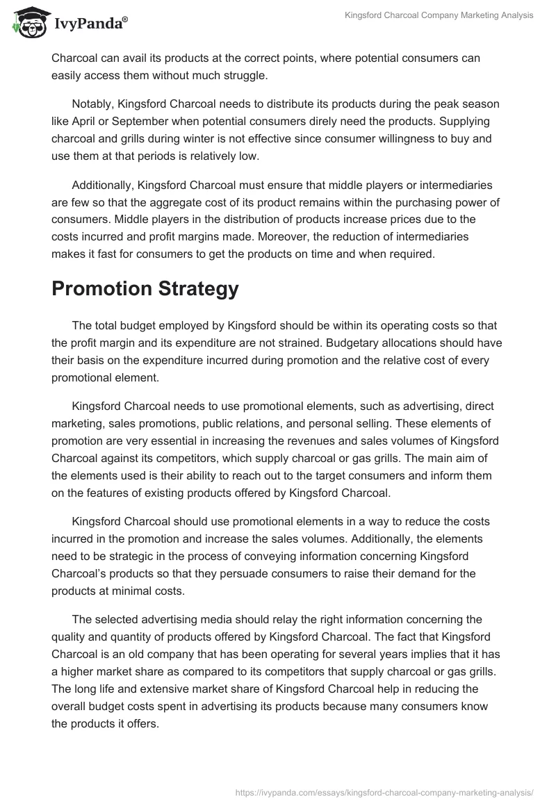 Kingsford Charcoal Company Marketing Analysis. Page 3