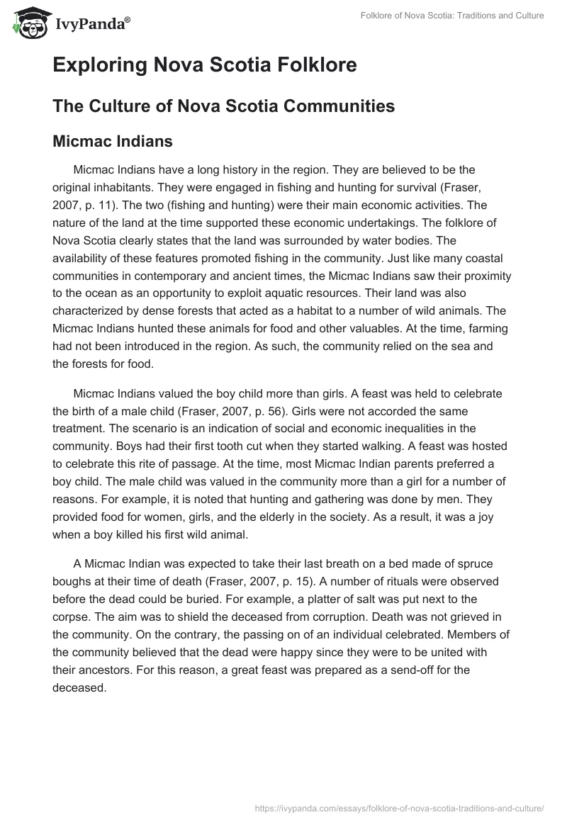 Folklore of Nova Scotia: Traditions and Culture. Page 2