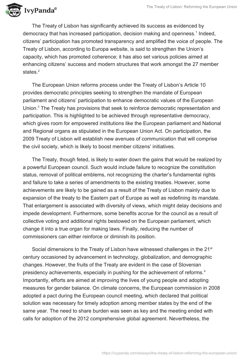 The Treaty of Lisbon: Reforming the European Union. Page 2