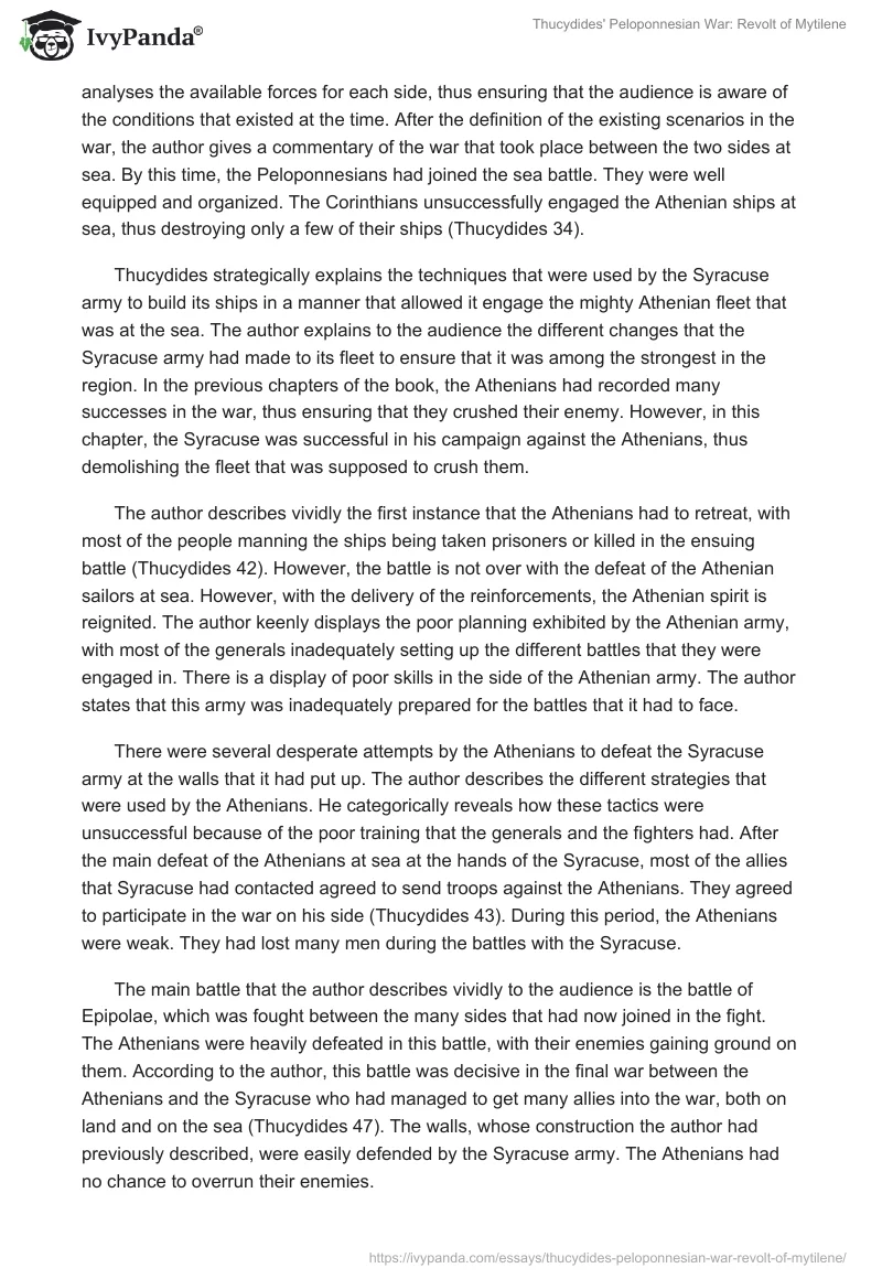 Thucydides' Peloponnesian War: Revolt of Mytilene. Page 5