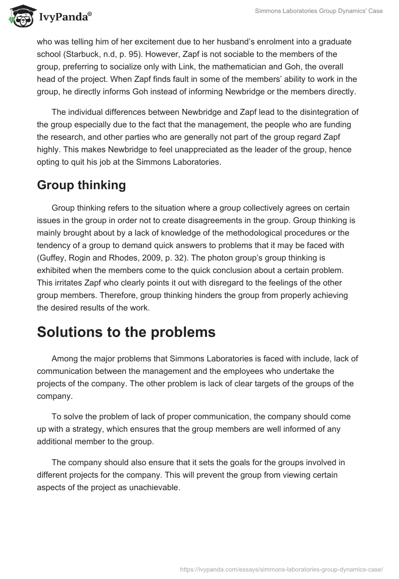 Simmons Laboratories Group Dynamics' Case. Page 4