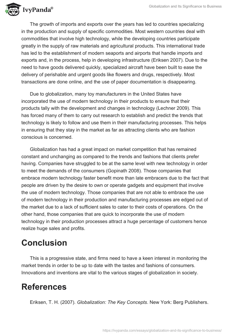 Globalization and Its Significance to Business. Page 2