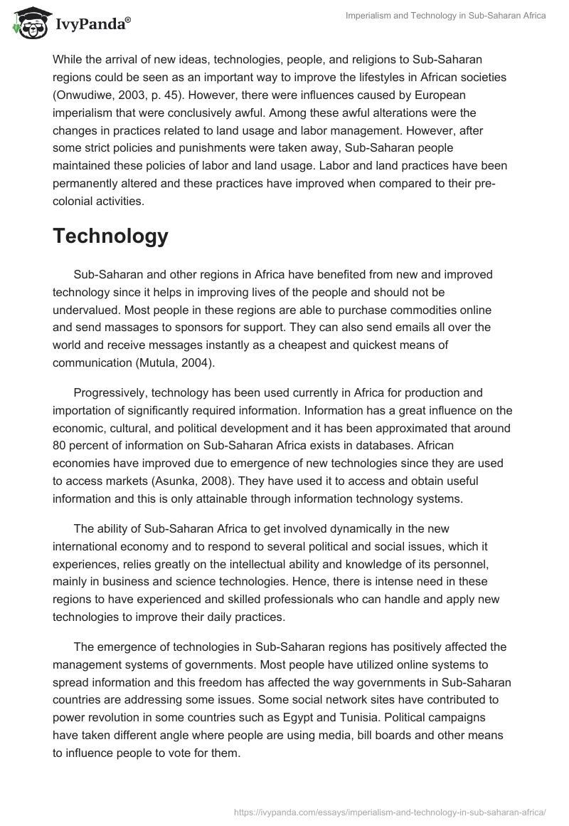 Imperialism and Technology in Sub-Saharan Africa. Page 2