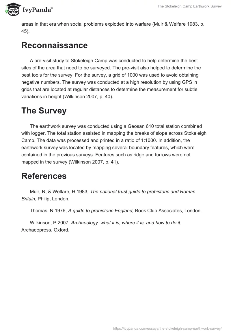 The Stokeleigh Camp Earthwork Survey. Page 2