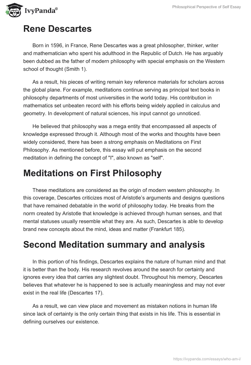 Philosophical Perspective of Self Essay. Page 2
