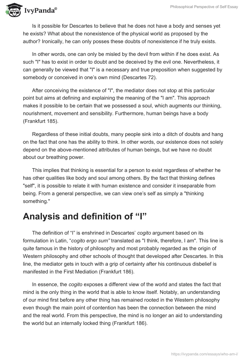 Philosophical Perspective of Self Essay. Page 3