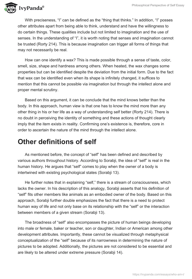 Philosophical Perspective of Self Essay. Page 5