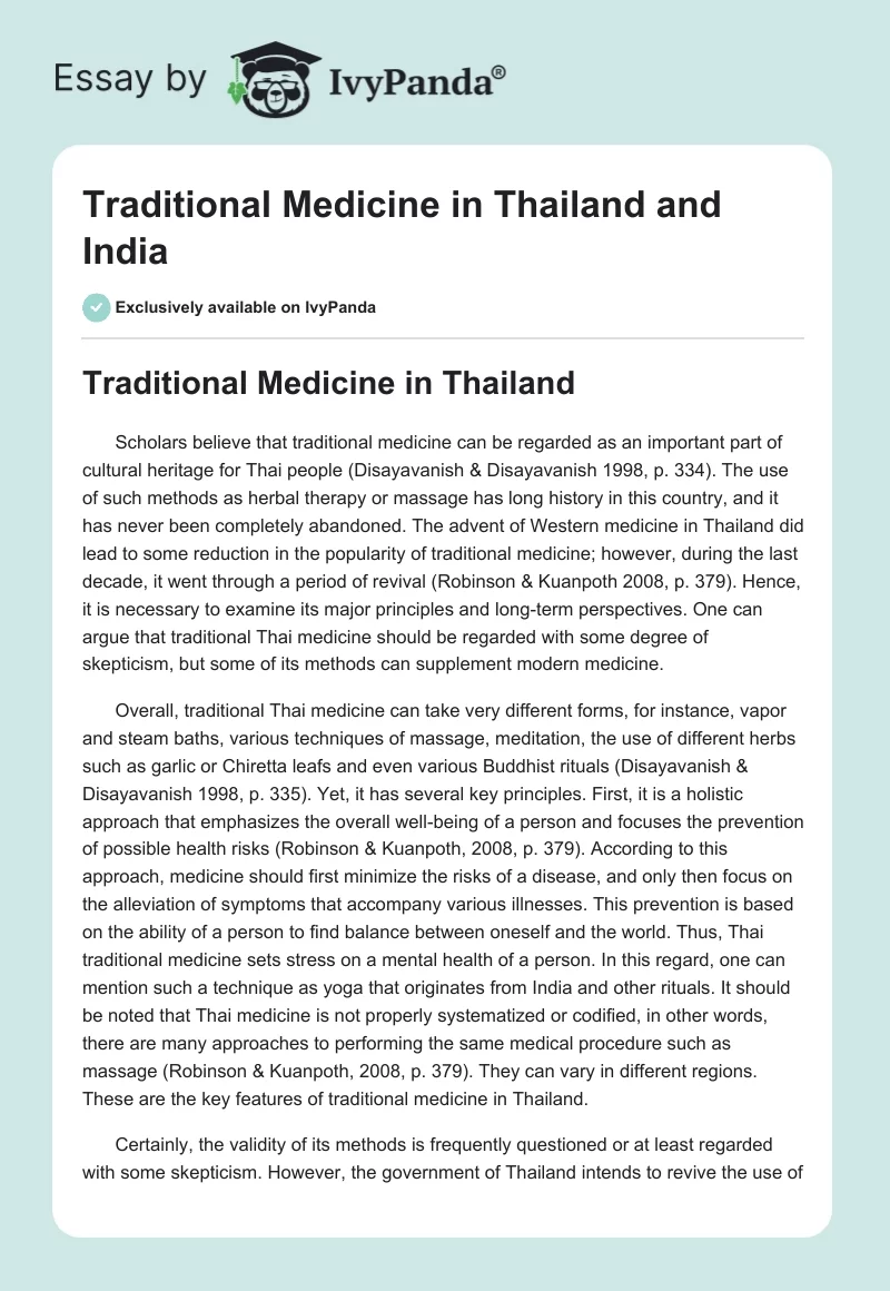 Traditional Medicine in Thailand and India. Page 1