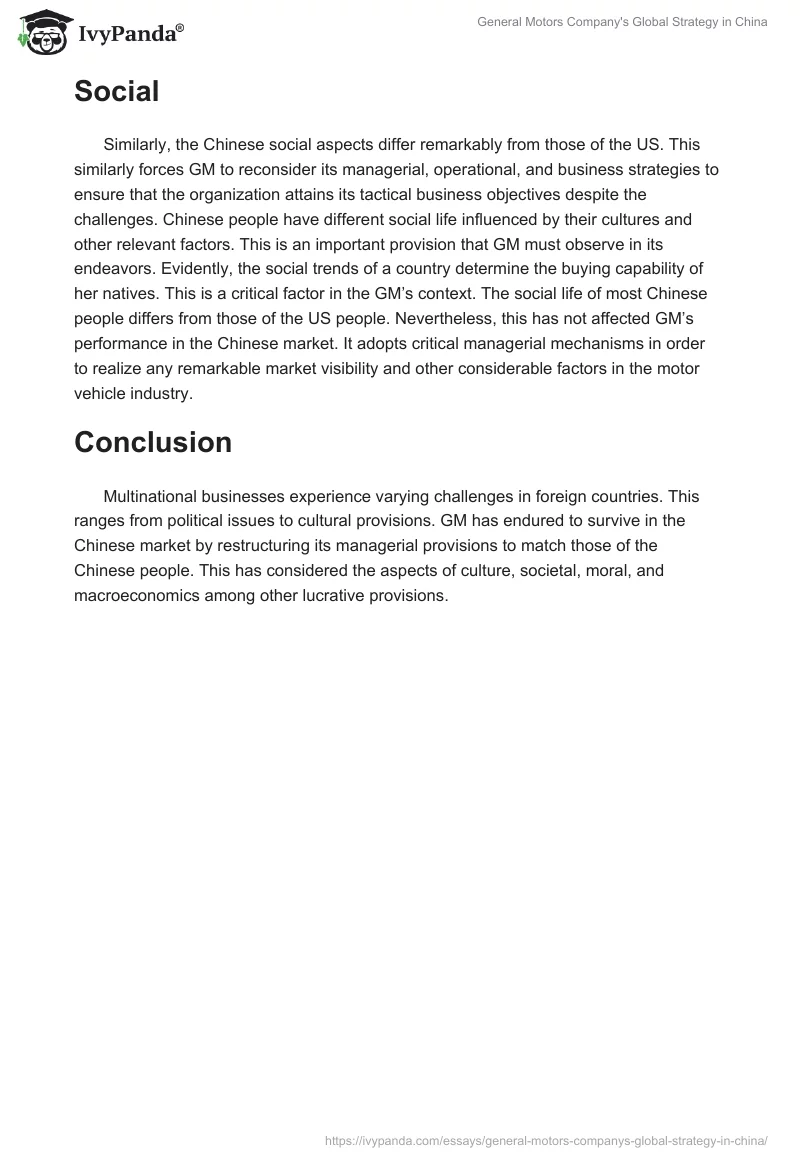 General Motors Company's Global Strategy in China. Page 3