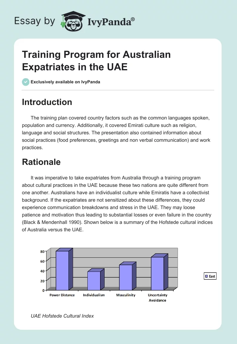 Training Program for Australian Expatriates in the UAE. Page 1