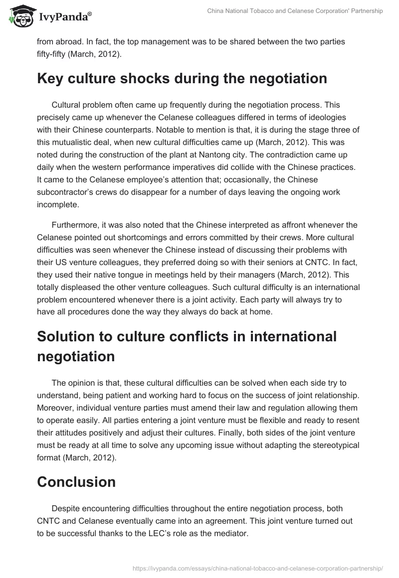 China National Tobacco and Celanese Corporation' Partnership. Page 2