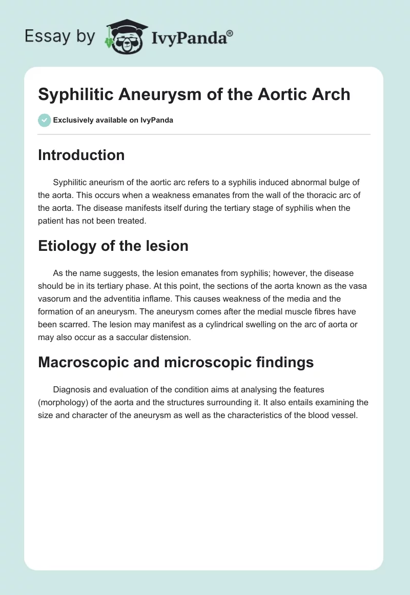 Syphilitic Aneurysm of the Aortic Arch. Page 1