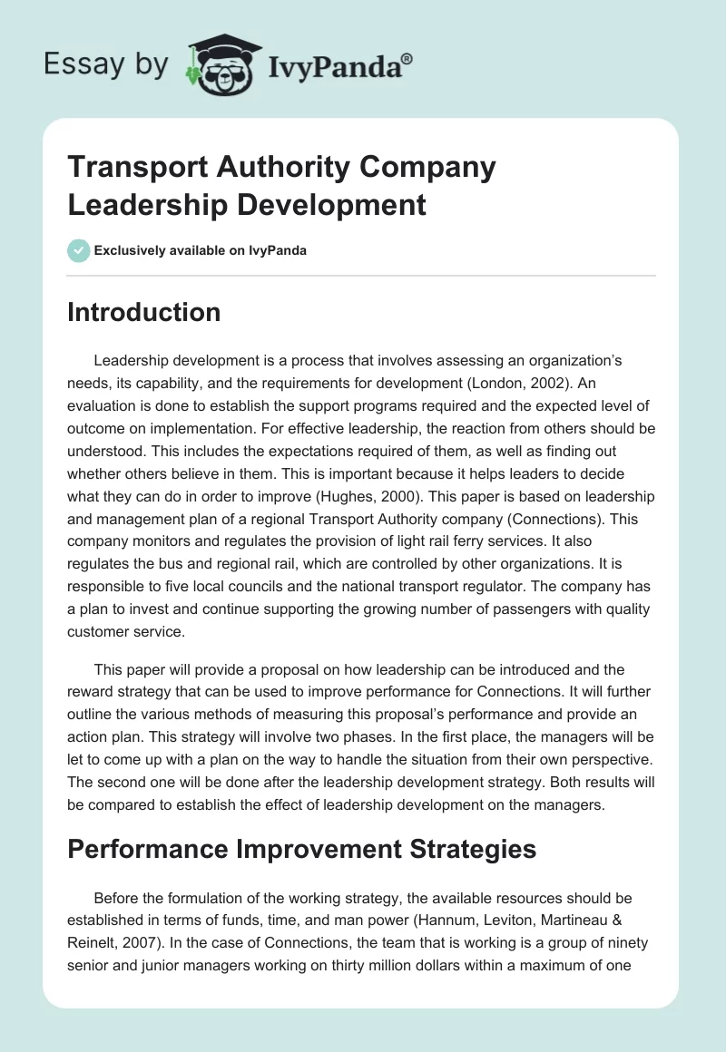 Transport Authority Company Leadership Development. Page 1