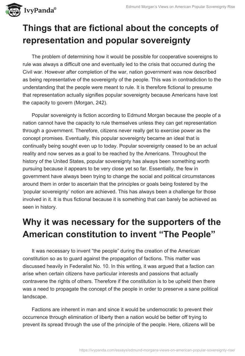 Edmund Morgan’s Views on American Popular Sovereignty Rise. Page 3