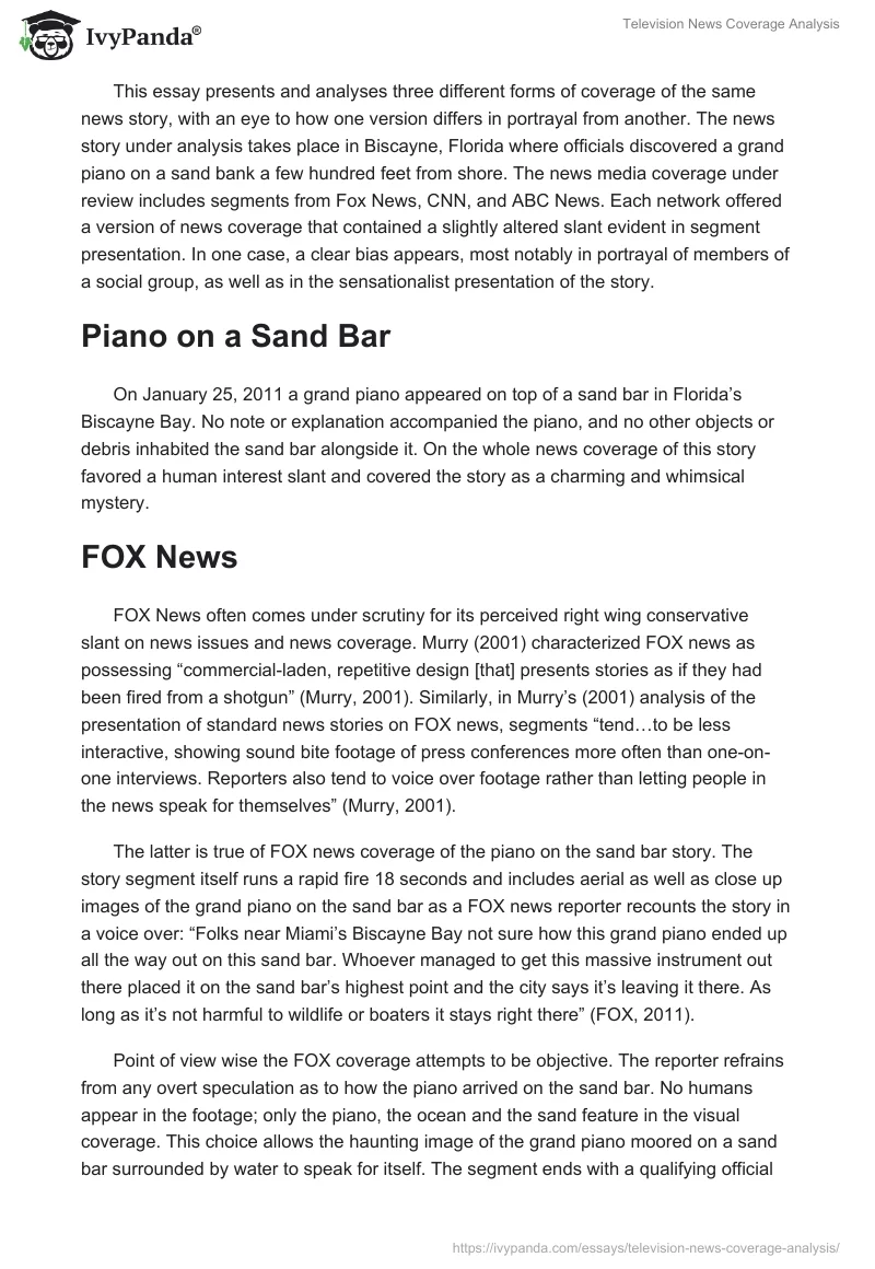 Television News Coverage Analysis. Page 2