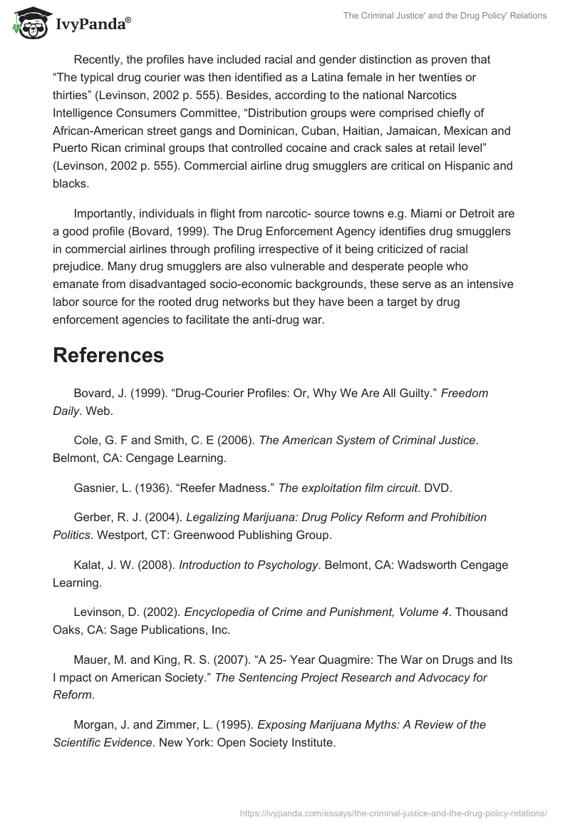 The Criminal Justice' and the Drug Policy' Relations. Page 5