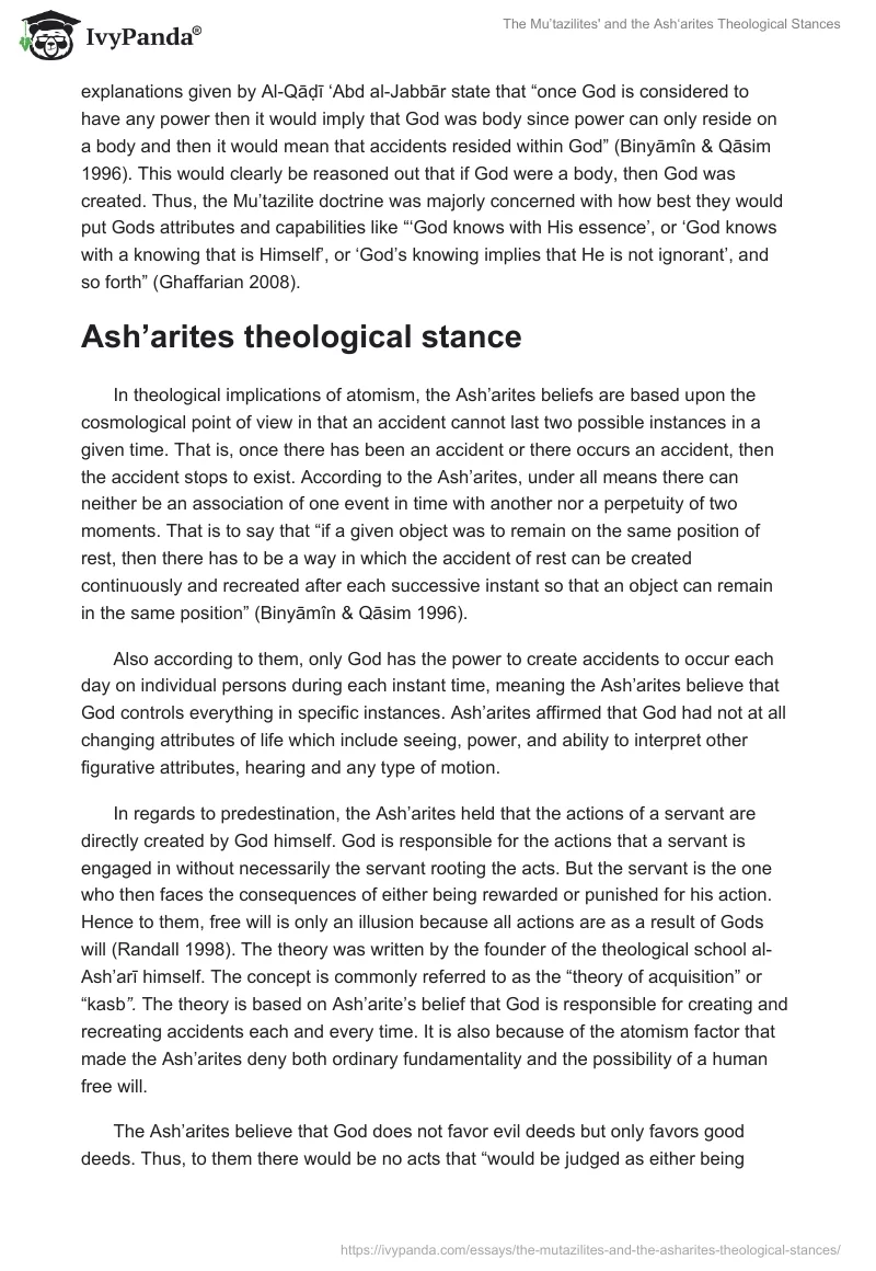 The Mu’tazilites' and the Ash‘arites Theological Stances. Page 3