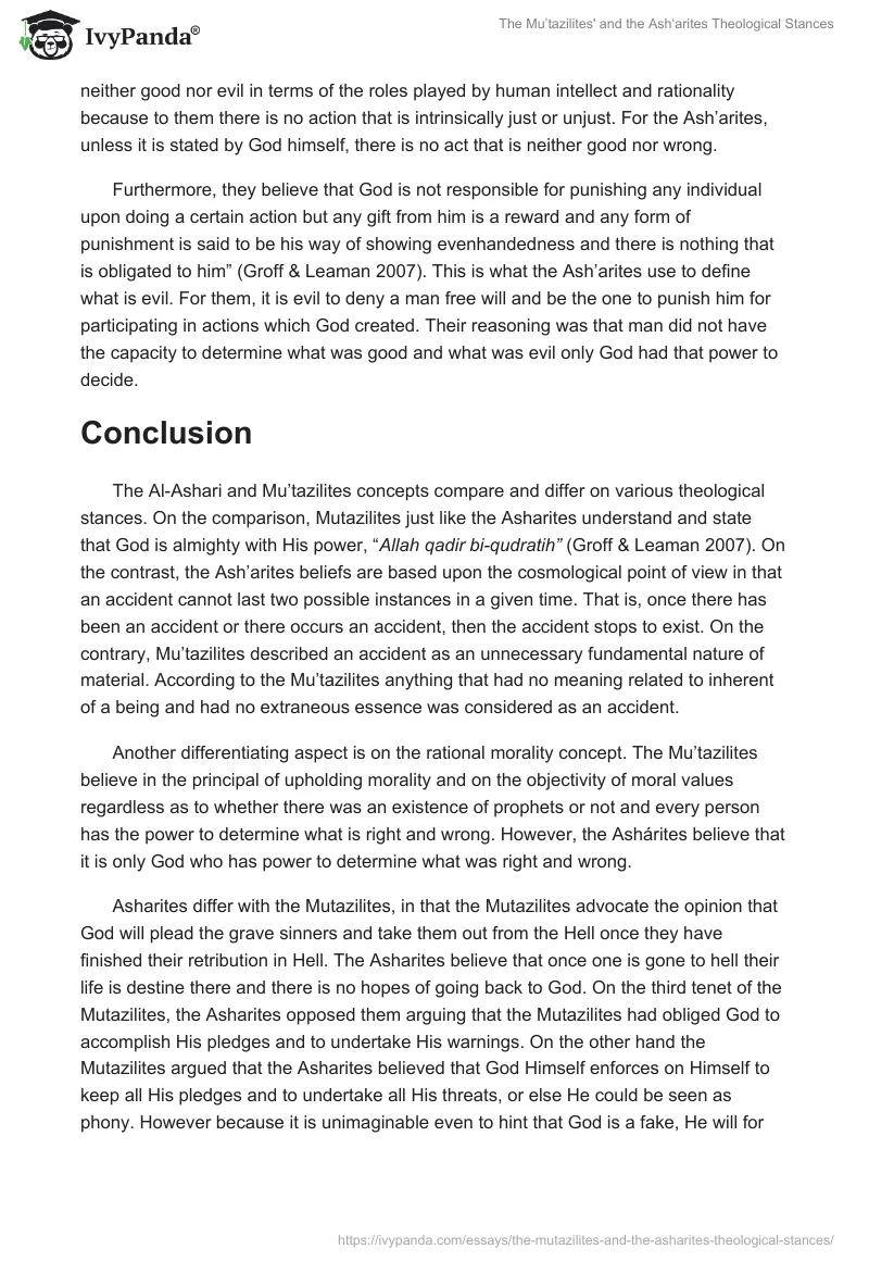 The Mu’tazilites' and the Ash‘arites Theological Stances. Page 4