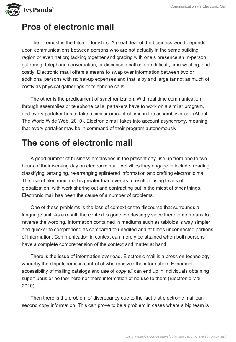 Communication via Electronic Mail. Page 2